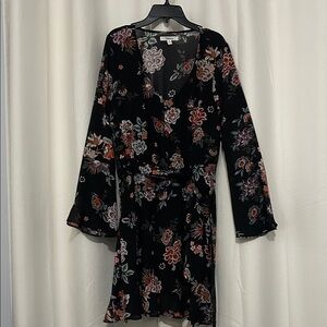 Takara Black Floral Mini Dress